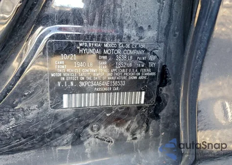 2022 Hyundai Accent Limited z USA, uszkodzony, nr VIN 3KPC34A64NE158533